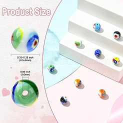 9個 9色 ハンドメイド ミルフィオリ ランプワーク ビーズ  ラウンド  ミックスカラー  8.5~9mm  穴：1.6mm  1pc /カラー&nbsp;LAMP-CJ0002-41