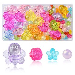 80個4スタイルの透明アクリルビーズ  ミックスカラー  10~25.5x10~25x12.5mm  穴：1.5~2.5mm  20個/スタイル&nbsp;MACR-FS0001-61