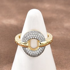 Brass Micro Pave Clear Cubic Zirconia Cuff Open Rings&nbsp;RJEW-T028-02A-G