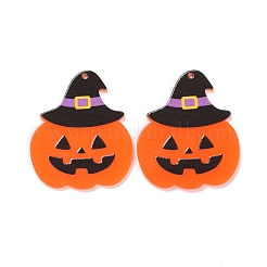 アクリルパーツ  ハロウィン用  帽子とカボチャ  ダークオレンジ  38x33x2mm  穴：1.5mm&nbsp;MACR-M020-06