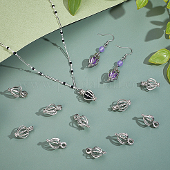 中空合金ビーズケージペンダント30個  ラウンドケージチャーム  プラチナ  21.5x13x11.5mm  穴：3.5x4mm&nbsp;KK-PH0014-14P