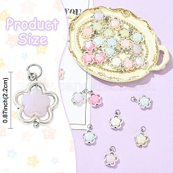 透明アクリル & 合金ペンダント 30 個  花のチャーム  真鍮パーツ  ミックスカラー  22mm&nbsp;PALLOY-YW00181