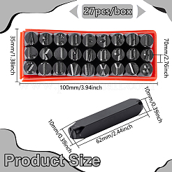 炭素鋼スタンプ27個  手紙 a`z  ブラック  62x10x10mm&nbsp;DIY-WH0740-11B