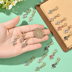 30Pcs 6 Colors Alloy Enamel & Crystal Rhinestone Pendant Decorations&nbsp;HJEW-YW00528