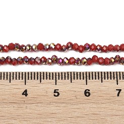 電気メッキガラスビーズストランド  ラウンド  半分メッキ  多面カット  レッド  2.5~2.8x2~2.2mm  穴：0.7mm  約151個/連  11.89''（30.2センチメートル）&nbsp;EGLA-H114-02A-02