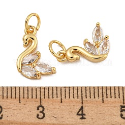 Rack Plating Brass Micro Pave Clear Cubic Zirconia Charms&nbsp;KK-U030-15G