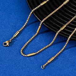 2MM 304 Stainless Steel Column Box Chain Necklaces&nbsp;NJEW-K291-02G