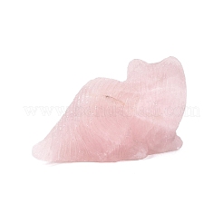 天然ローズクォーツ彫刻の猫の置物  ホームオフィスのデスクトップ装飾用オーナメント  27~31x51~56x24~31mm&nbsp;G-Q615-04F