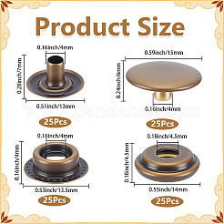 1Bag Brass Snap Buttons&nbsp;KK-GF0001-25AB