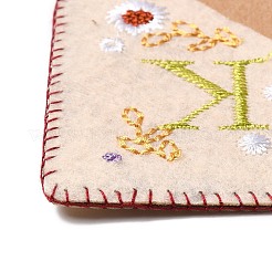 刺繍コーナーブックマーク  個性的手刺繍のしおり  フラワー フェルト トライアングル コーナー ページ マーカー  本を読むのが好きな先生向け  正方形  文字.k  95x95mm&nbsp;JX510K