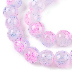 焼き絵の具、ひび割れガラスビーズの連  ラウンド  パールピンク  8mm  穴：1.3~1.6mm  約100個/連  31.4インチ&nbsp;DGLA-Q023-8mm-YS55-A