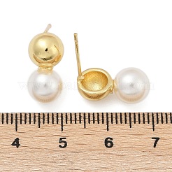 Round Brass Stud Earrings&nbsp;EJEW-H154-01G
