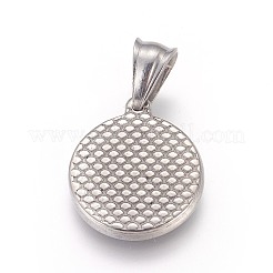 変色しない304ステンレススチールペンダント  象とフラットラウンド  ステンレス鋼色  21.5x18.5x3mm  穴：5.5x7mm&nbsp;STAS-E449-68P
