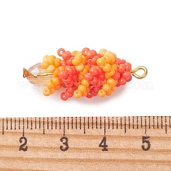 ガラスシードビーズペンダント  木のチャーム  金色の鉄のピンで  オレンジ  30.5x12.5~13mm  穴：2x1.5mm&nbsp;PALLOY-MZ01358