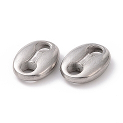 変色しない304ステンレススチールリンクコネクター  コー​​ヒー豆  ステンレス鋼色  12x9x3mm  穴：3mm&nbsp;STAS-O145-06P