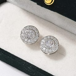 Brass Micro Pave Clear Cubic Zirconia Stud Earrings&nbsp;X-EJEW-Q015-10P