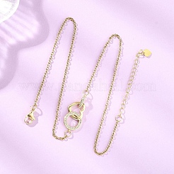 Brass Micro Pave Clear Cubic Zirconia Heart with Ring Pendant 304 Stainless Steel Cable Chain Necklaces for Women&nbsp;NJEW-JN05659