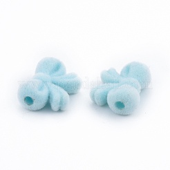 オペーク樹脂ビーズ  フロッキーちょう結び  ミックスカラー  15.5x20x8mm  穴：3mm&nbsp;RESI-G047-14