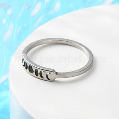 201ステンレススチール製ムーンフェイズリング（女性用）  ステンレス鋼色  usサイズ7 3/4(17.9mm)&nbsp;RJEW-A006-04P-1
