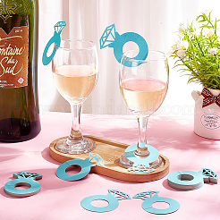 ペーパー ダイヤモンド リング ワイングラス チャームのタグ  ワイングラスマーカー  結婚式のための  飲食店  誕生日パーティーの装飾  ターコイズ  59.5x42x0.24mm  内径：20mm&nbsp;AJEW-WH0001-71D
