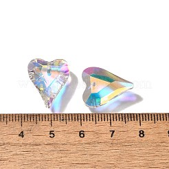 ABカラーメッキガラスチャーム  ハートチャーム  多面カット  クリアAB  17x14.5x5.5mm  穴：1.2mm&nbsp;GLAA-I057-27B