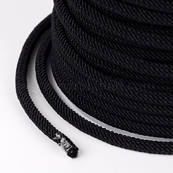 ラウンドポリエステルコード  ブラック  3mm  約21.87ヤード（20m）/ロール&nbsp;OCOR-L031-01