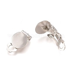 アイロンクリップイヤリングのセッティング  丸いフラットパッド付き  フラットラウンド  プラチナ  トレイ：10mm  18x7mm  穴：3mm&nbsp;X-IFIN-R204-09