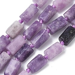 天然レピドライト/パープルマイカストーンビーズ連売り  多面カット  コラム  9.5~13x4.5~8x4~7.5mm  穴：0.8~1mm  約28~34個/連  15.35~15.94''（39~40.5センチメートル）&nbsp;G-C270-K15