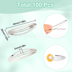 鉄製ヘアクリップ金具100個  プラチナ  48x26x2mm&nbsp;PHAR-SC0001-002B