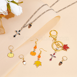Autumn Theme Alloy Enamel Maple Leaf/Pumpkin/Acorn Locking Stitch Markers&nbsp;HJEW-PH01826