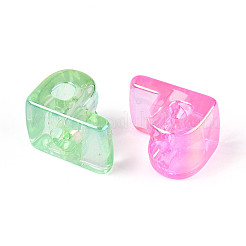 UVメッキ透明アクリルヨーロピアンビーズ  大きな穴の開いた虹色のビーズ  ミックスカラー  文字p  21x15x14mm  穴：6mm&nbsp;OACR-M027-02P