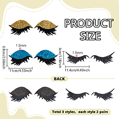 6 Pairs 3 Styles PET Plastic & Paillette Clothing Patches&nbsp;DIY-PH0036-45