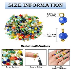 190色の不透明ガラスペンダント19個  ゴールデン真鍮パーツ  多面カット  ラウンド  ミックスカラー  8mm  穴：1.8mm  10個/カラー&nbsp;PALLOY-CJ00056