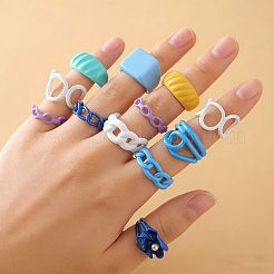 Alloy & Plastic Pearl Cuff Open Rings Set for Girls&nbsp;WG6D6E4-01