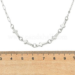 304ステンレススチール製宗教モチーフのクロスリンクチェーンネックレス（女性用）  変色なし  ステンレス鋼色  18.07インチ（45.9cm）&nbsp;NJEW-JN06157