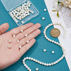 2 Strands Natural Freshwater Shell Round Beads Strands&nbsp;SHEL-HS0001-09