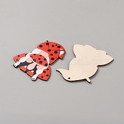ウッドペンダントデコレーション  ジュートロープで  レッド  48~80x53.5~80x2mm  穴：3mm  24個/セット&nbsp;DIY-WH0622-084