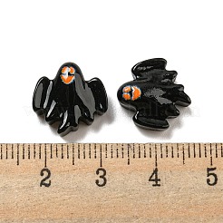 ハロウィーンテーマの樹脂デコデンカボション  ブラック  バット  13x13.5x6mm&nbsp;RESI-C050-01J