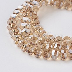 電気メッキガラスビーズセット  多面カット  ロンデル  パール光沢メッキ  桃パフ  6x4.5mm  穴：1mm  約98個/連  17.3インチ（44cm）&nbsp;EGLA-L012-B-PL04