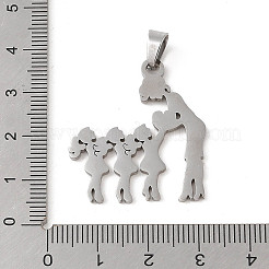 変色しない母の日 304 ステンレススチールペンダント  レーザー切断  母と子の魅力  ステンレス鋼色  32x27.5x1mm  穴：6x4mm&nbsp;STAS-U002-06P
