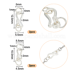 4Pcs 2 Styles 925 Sterling Silver S-Shaped Hook Clasps&nbsp;STER-GO0001-16