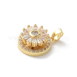 真鍮マイクロパヴェクリアキュービックジルコニアペンダント  花  16x14x7mm  穴：3x4.5mm.&nbsp;ZIRC-D276-01G-F