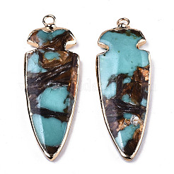 Assembled Bronzite and Synthetic Aqua Terra Jasper Pendants&nbsp;G-R481-11B
