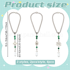 6Pcs 3 Styles Alloy & Glass Hanging Ornametns&nbsp;HJEW-OC00298