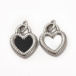 304ステンレススチールアクリルパーツ  シェルと丸カン付き  ハート  ステンレス鋼色  18x14x3mm  穴：2.8mm&nbsp;STAS-A076-17P