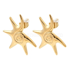 渦巻きスパイラル304ステンレススチールスタッドピアス  ゴールドカラー  28.5x26mm&nbsp;EJEW-C169-02G