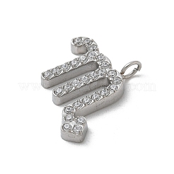 304ステンレススチールマイクロパヴェキュービックジルコニアチャーム  星座  蠍座  13.5x14.5x2mm  穴：1.8mm&nbsp;STAS-Z107-09P-07