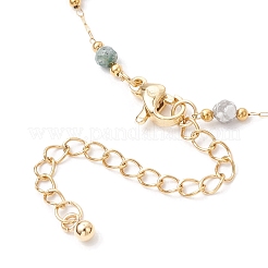 304ステンレススチールサテライトチェーンブレスレット女性用  宝石ビーズで  ゴールドカラー  7-1/4インチ（18.5cm）&nbsp;BJEW-JB11814
