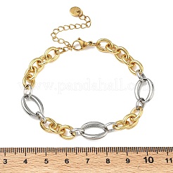 女性用304ステンレススチールフィガロチェーンブレスレット  イオンプレーティング（ip）  長持ちメッキ  本金メッキ&ステンレススチールカラー  7.05インチ（17.9cm）&nbsp;BJEW-A169-09GP