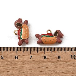 合金エナメルチャーム  ダックスフンドのチャーム  ゴールドカラー  ライトサーモン  10.5x20x6.5mm  穴：1.6mm&nbsp;FIND-G115-05